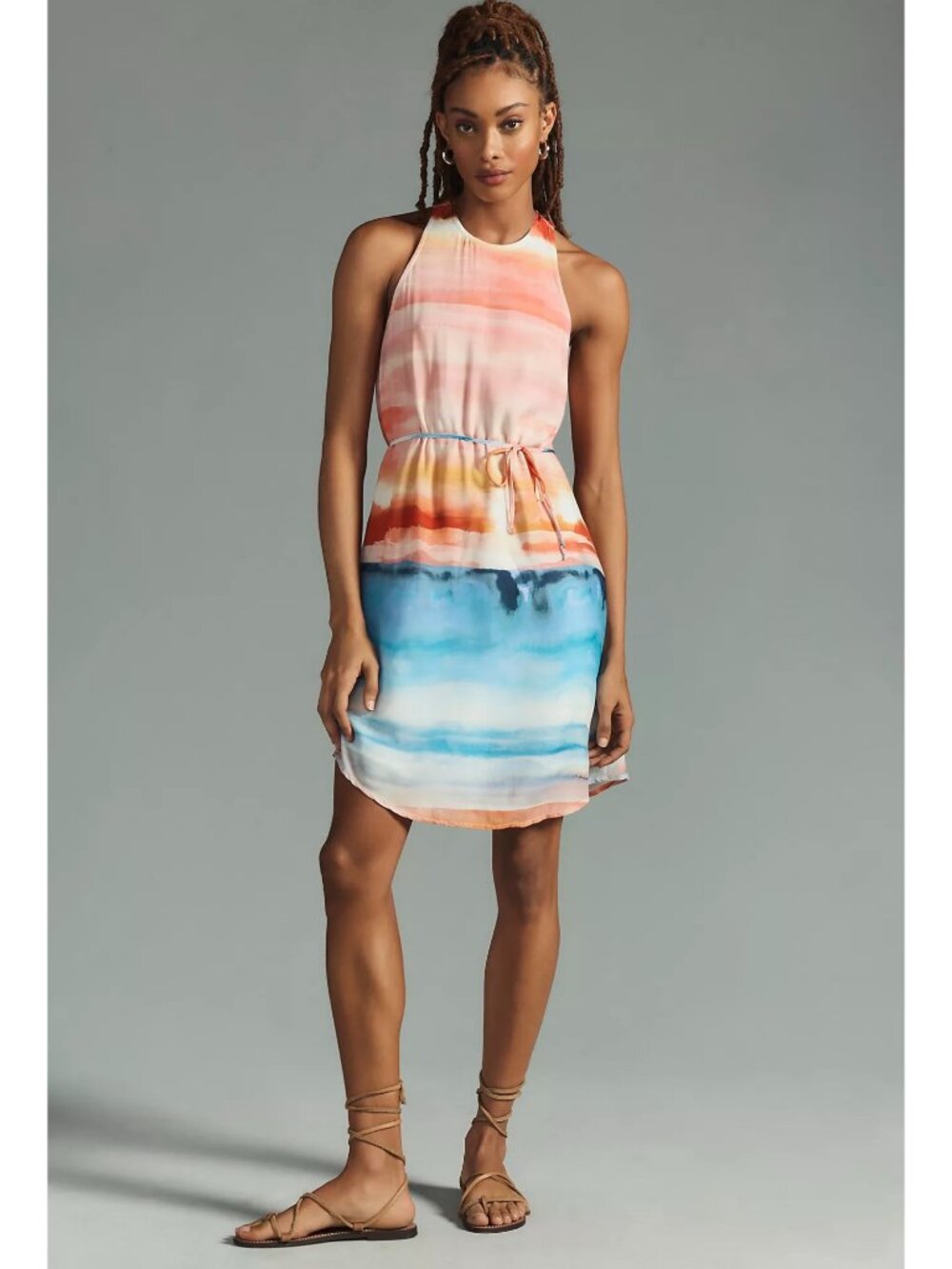 Anthropologie Bella Dahl Sunset Horizon Waist Tie Racerback Dress